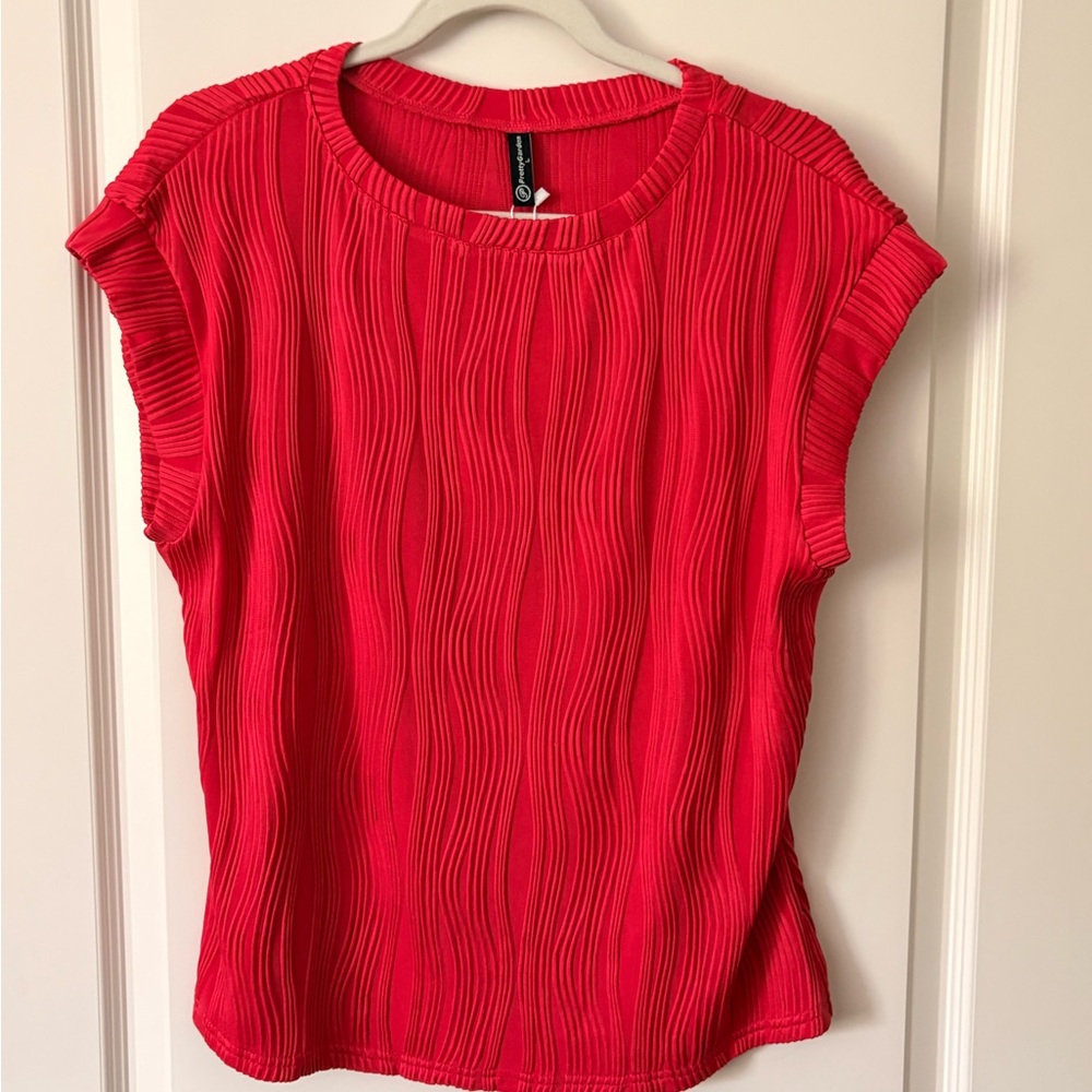 Pleated Cap Sleeve Top - Red